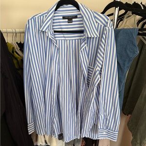 French Connection Blue and White Striped Casual Shirt